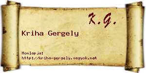 Kriha Gergely névjegykártya